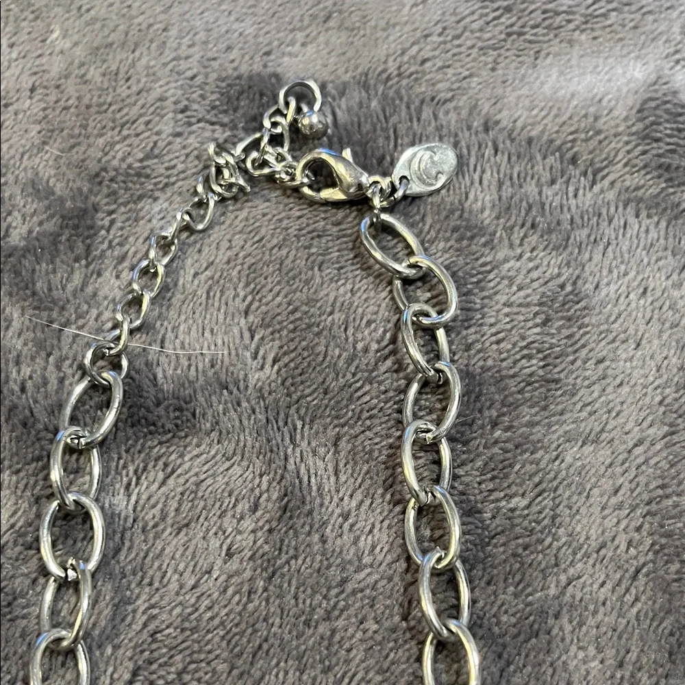 Floral Medallion Pendant Necklace - Silver Tone - Picture 4 of 5